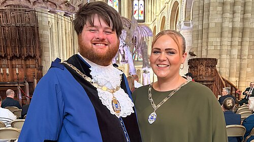Jade and Andy at the cathedral