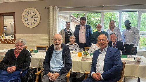 Residents and managers with Jade and Andy at Park House 'Nursing Home 